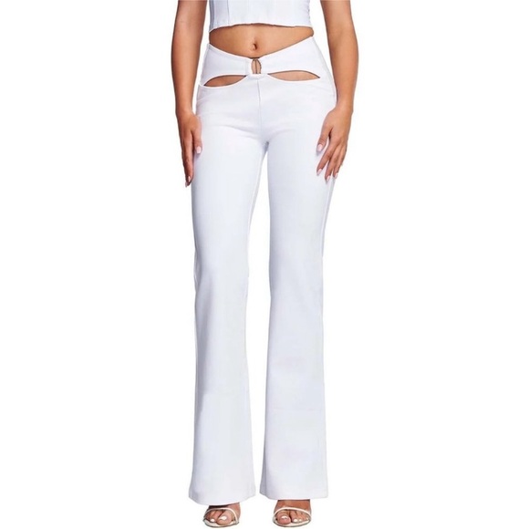 I.AM.GIA Pants - I.AM.GIA Women’s White Carrie Cut Out Stretchy Bodycon Flare Pants Festival XS
